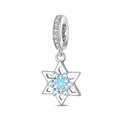 Exquisite Seestern-Perlen aus 925er-Sterlingsilber und vierblättriges Kleeblatt, baumelnder Charm für Armbänder und Halsketten, blaues romantisches Anhänger-Geschenk
