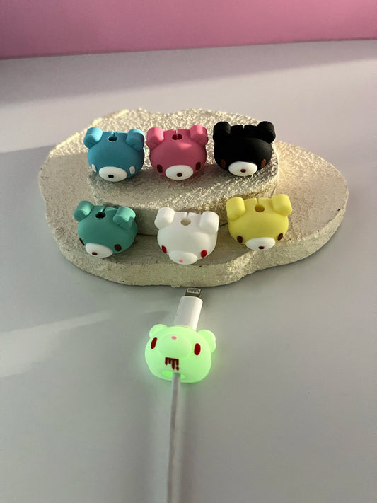 Leuchtender Kawaii Bär Datenkabelschutz Anti-Bruch Cartoon Ladekabelschutz für iPhone Android