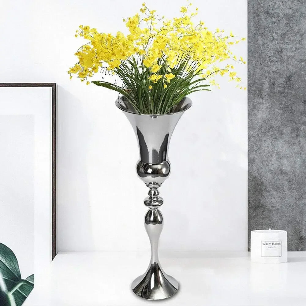 74cm Moderne Bodenvase, Großer Metall-Arrangementbehälter Blumentopf Silber für Büro, Wohnzimmer, Hochzeit, Verlobung, Dekoration