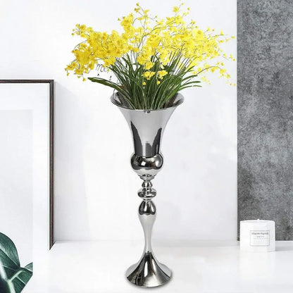 74cm Moderne Bodenvase, Großer Metall-Arrangementbehälter Blumentopf Silber für Büro, Wohnzimmer, Hochzeit, Verlobung, Dekoration