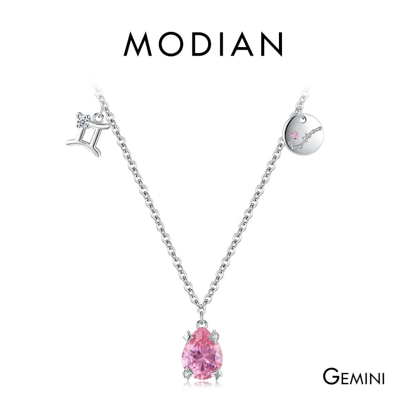 Modian 925 Sterling Silber Regenbogen Zirkonia Skorpion Geburts stein Sternzeichen Symbol Charme Anhänger Halsketten für Frauen edlen Schmuck