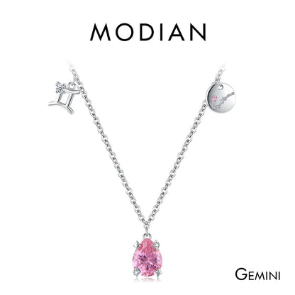 Modian 925 Sterling Silber Regenbogen Zirkonia Skorpion Geburts stein Sternzeichen Symbol Charme Anhänger Halsketten für Frauen edlen Schmuck