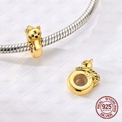 Clip-Perle mit Tiermotiv, 925er-Sterlingsilber, Löwe, Tiger, Elefant, Hund, Positionierungsperle, passend für Original-Armbänder, DIY-Schmuck