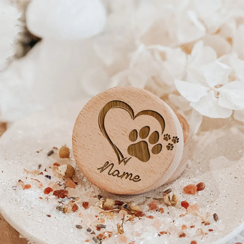 Personalisierte benutzerdefinierte Name Holzschnitzerei Tierhaar Aufbewahrungsbox Heimtierbedarf Hund sparen Zähne Gedenkboxen Haustier verloren Gedenkgeschenke