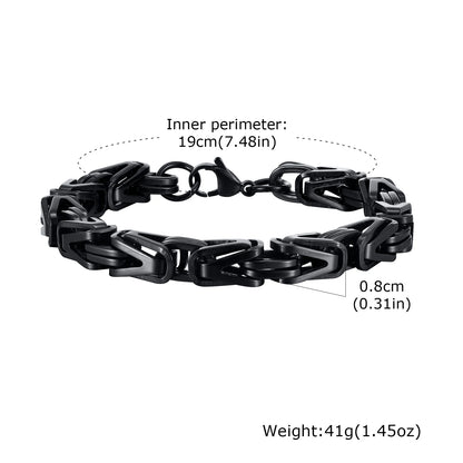 Klobige byzantinische Kettenarmbänder für Männer und Jungen, V-förmiges Edelstahl-Kettenglied-Armband, Vintage-Schmuck, Accessoires, Herrengeschenke