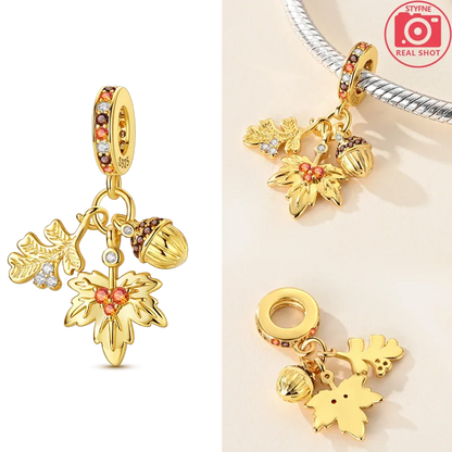 Original funkelnde Charm-Perlen aus 925er-Sterlingsilber, Gold, Rose, heller Stern, Herz, passend für Armbänder, DIY-Jubiläums-Schmuck, Geschenk