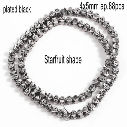 Schwarze vulkanische Lavagesteinperlen, Mineralperlen, Charms, Rohrwürfel, runde geometrische Formperlen für Schmuckherstellung, DIY-Armband