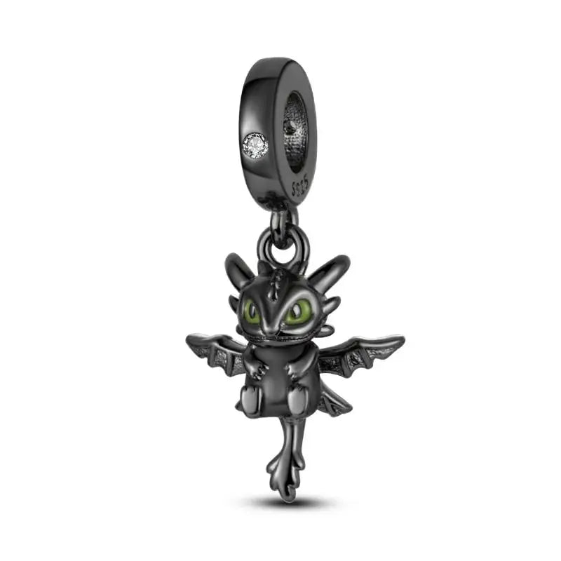Heißer Verkauf 925er Sterlingsilber, niedliche Panda-Perlen und Pinguin-Anhänger, passend für Schlangenarmband, Boutique-Halskette, schwarzer Anhänger, Geschenk