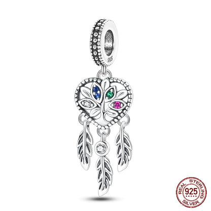 Modische 925er-Sterlingsilber-Charms mit buntem Traumfänger, Perlen für Qikaola 925 Original-Armbänder, exquisiter DIY-Schmuck, Geschenke