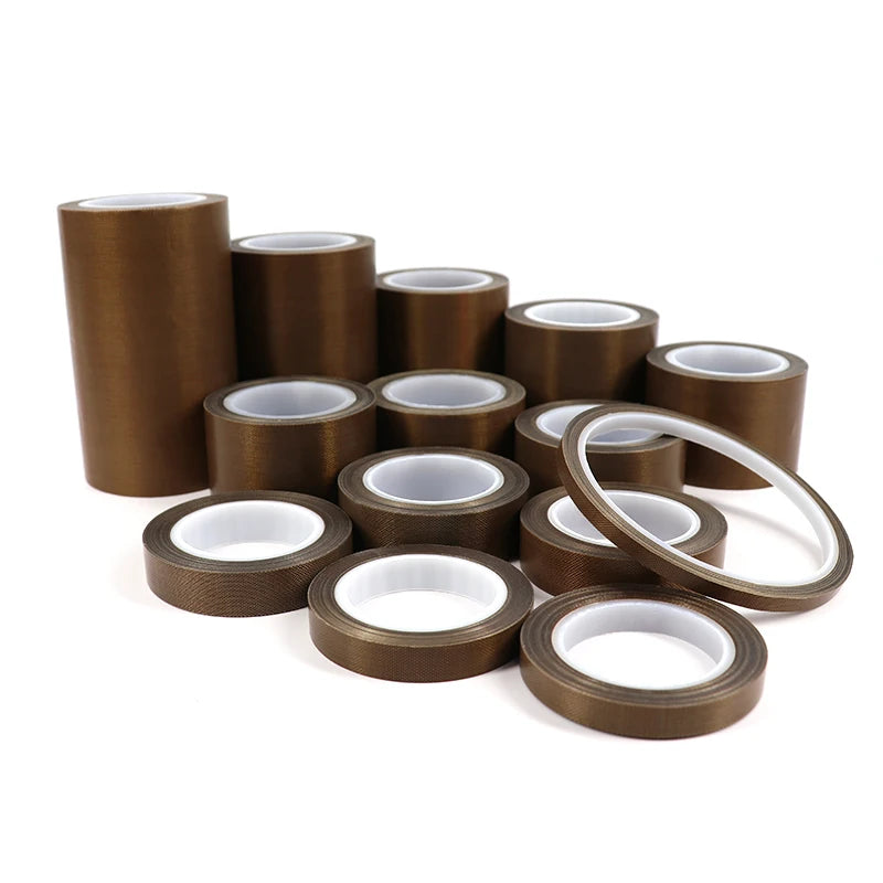 10 m PTFE-Band, Breite 5–100 mm, hochtemperaturbeständiges Tuch, wärmeisoliertes, selbstklebendes Dichtungsband, Stoff, 0,13/0,18 mm Dicke