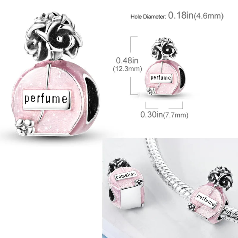 925 Sterling Silber Original Charms Perle CZ Zirkon Liebe Mama Rosa Herz Anhänger Passend für Armband DIY Damen Schmuck Geschenk für Freundin