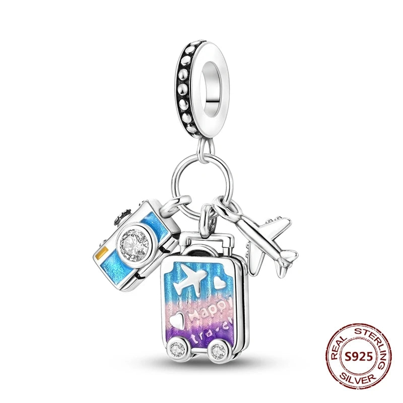 Flugzeug-Charm, 925er Silber, Original-Zirkon, Kleeblatt, Avocado, Charms, Perle, passend für Armbänder, DIY-Schmuck für Frauen, Hochzeitstag, Geschenk