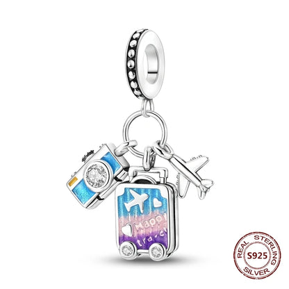 Flugzeug-Charm, 925er Silber, Original-Zirkon, Kleeblatt, Avocado, Charms, Perle, passend für Armbänder, DIY-Schmuck für Frauen, Hochzeitstag, Geschenk