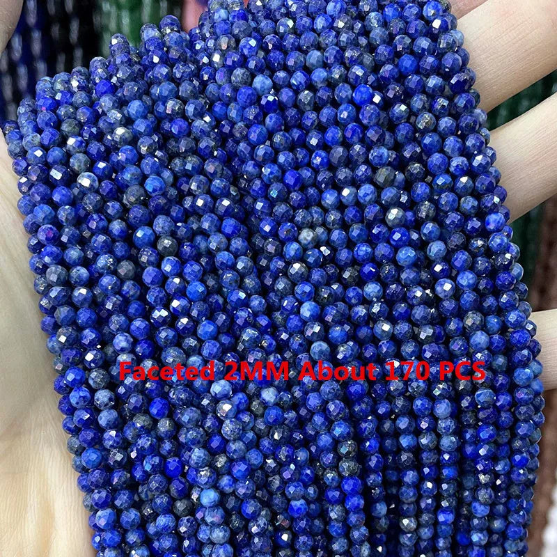 Natürliche Lapislazuli Runde Rohr Facettierte Lose Spacer Stein Perlen Für Schmuck Machen DIY Handgemachte Armbänder Halskette Zubehör