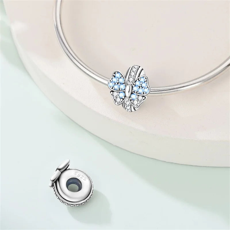 925er Sterlingsilber, Gold, Blume, Schmetterling, Leopard, Pfotenklee, Perlen, Zirkon, Schmuck für Halskette, Armband, Geschenk für Frauen und Mädchen