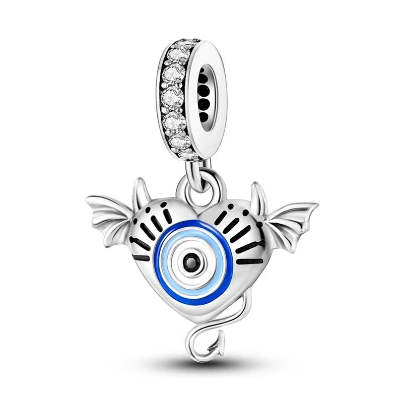 Heißer Verkauf 925 Silber Farbe Evil Eye Charm Dämon Auge Perle Für Original Armband & Armreif DIY Machen Mode Schmuck geschenk