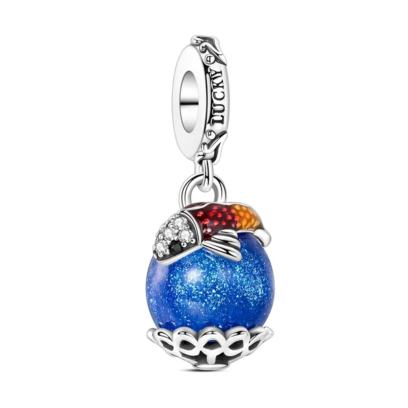 Blue Series Charm-Anhänger aus 925er-Sterlingsilber, Saphir, Baum des Lebens, Flasche, Elefant, Planet, Ozean, Herz, passend für DIY-Armbänder, Halsketten, Geschenke