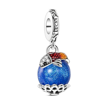 Blue Series Charm-Anhänger aus 925er-Sterlingsilber, Saphir, Baum des Lebens, Flasche, Elefant, Planet, Ozean, Herz, passend für DIY-Armbänder, Halsketten, Geschenke
