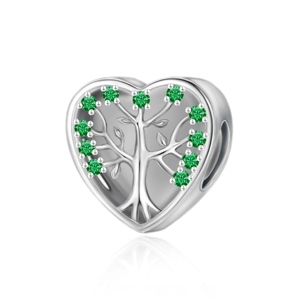 Wunderschöner Charm-Anhänger aus 925er-Sterlingsilber mit grünem Baum des Lebens, passend für DIY-Armband-Halskette. Ein Geschenk der Erlösung, das den Weg führt
