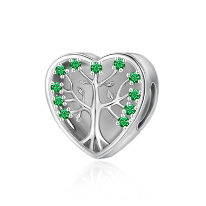 Wunderschöner Charm-Anhänger aus 925er-Sterlingsilber mit grünem Baum des Lebens, passend für DIY-Armband-Halskette. Ein Geschenk der Erlösung, das den Weg führt