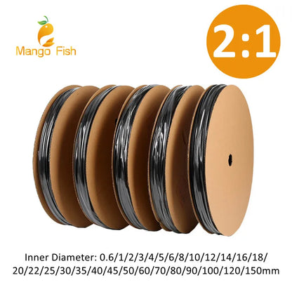1/5/10/25M 2:1 Schwarz 1 2 3 5 6 8 10mm Durchmesser Schrumpfschlauch Schrumpfschlauch Rohr Sleeving Wrap Draht Verkaufen DIY Stecker Reparatur
