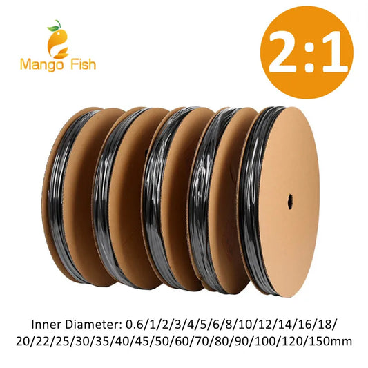 1/5/10/25M 2:1 Schwarz 1 2 3 5 6 8 10mm Durchmesser Schrumpfschlauch Schrumpfschlauch Rohr Sleeving Wrap Draht Verkaufen DIY Stecker Reparatur
