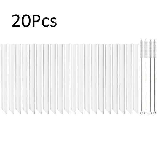 /14mm hohes Boro silikat glas Stroh Stück wieder verwendbare umwelt freundliche Trinkhalme Set Bubble Tea Smoothies Bar Zubehör