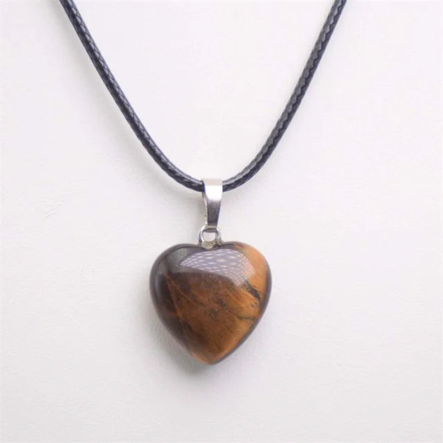 Natürliche Achate Türkise Rosa Quarz Herzform Anhänger Kristall Amethysten Heilung Edelstein Halskette Frauen Charme Männer Schmuck