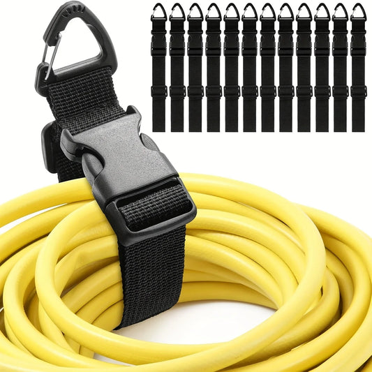 50cm Schwarzer Verstellbarer Kabelorganisator mit 3-Achsen-Schnalle - Robuster Aufbewahrungsgurt für Werkstatt- und Garagenorganisation