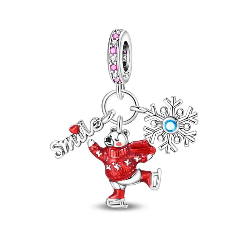 Rote Serie 925er Sterlingsilber Kamera Apfel Herzförmiger Koi Feuerwerkskörper Gott Reichtum Charm Passend für DIY Armband Halskette Partygeschenke