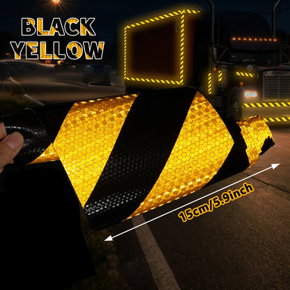 15 cm breites diagonales PVC-Reflektorband, selbstklebendes, wasserdichtes Sicherheitswarnband, Identifikationsband für LKW, Motorrad, Fahrrad, Auto
