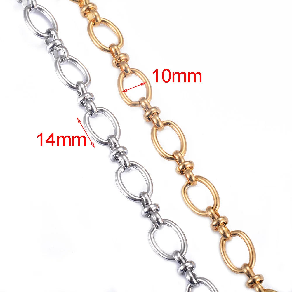 1 Stück Damen Herren Edelstahl handgefertigt ovale Kette Halskette Armband hochwertige große Kette Halskette Punk schwerer Schmuck