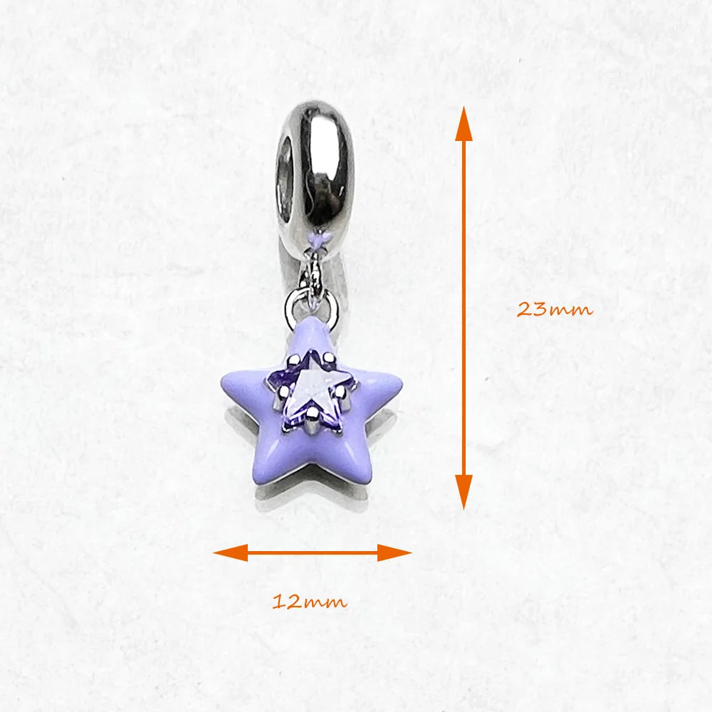 Violette Emaille Stern Anhänger baumeln Charme heiß verkaufen Europa Mode europäische Sterling Silber trend iges Geschenk für Frauen