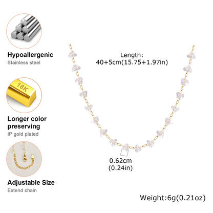 Unregelmäßige transparente Kristallperlen-Halskette für Frauen, Edelstahl-Perlenketten-Halsketten, exquisites Handschmuck-Geschenk
