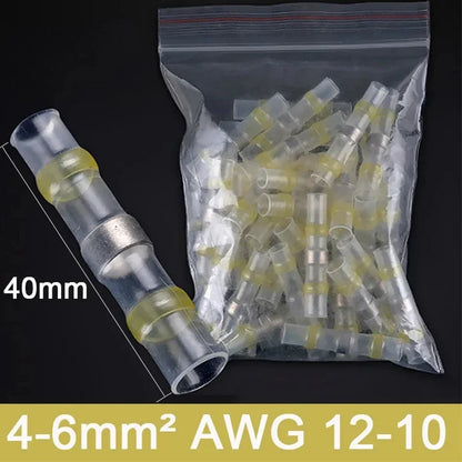 5/10/20/30PCS Schrumpf Wasserdichte Solder Dichtung Ärmeln Butt Draht Anschlüsse Elektrische Isolierte Kabel Splice Terminals