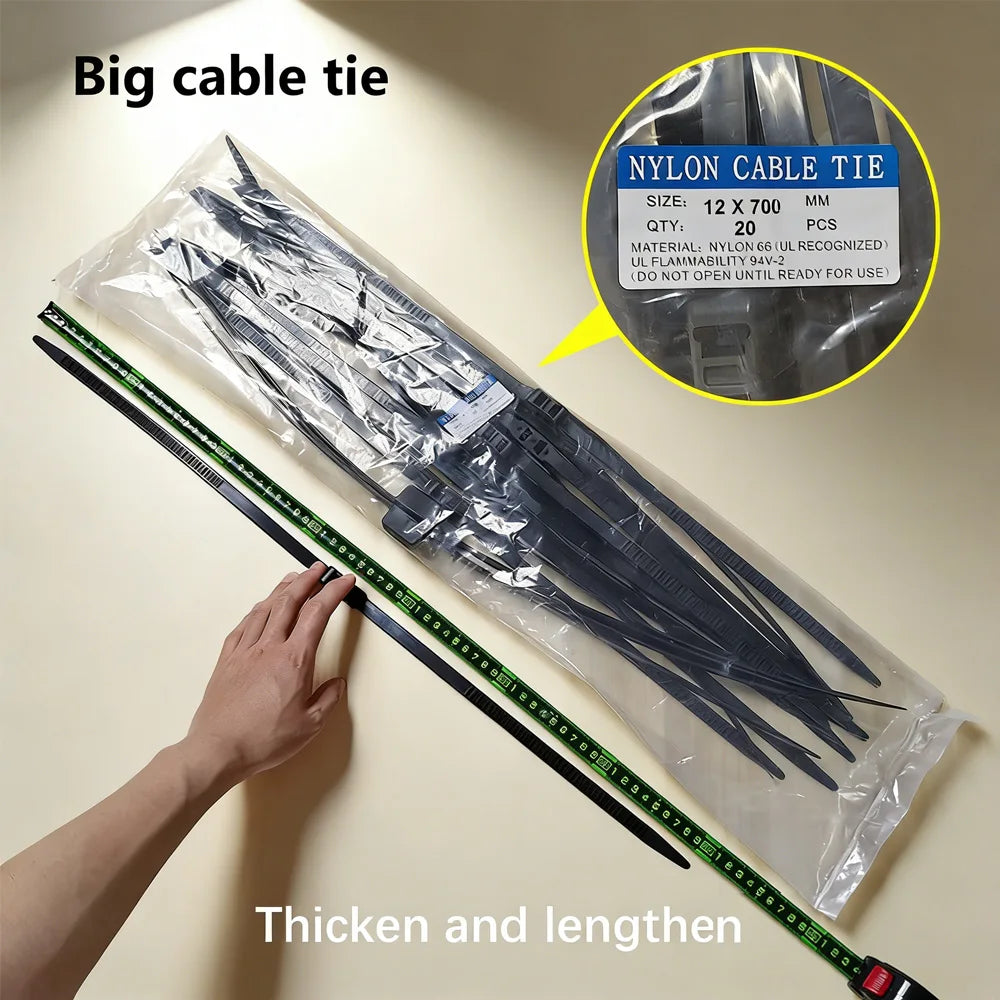 2/20 Stück 27,5 Zoll robuste Polizei-Handschellen aus Kunststoff – flexible, selbstverriegelnde Nylon-Kabelbinder mit zwei Enden