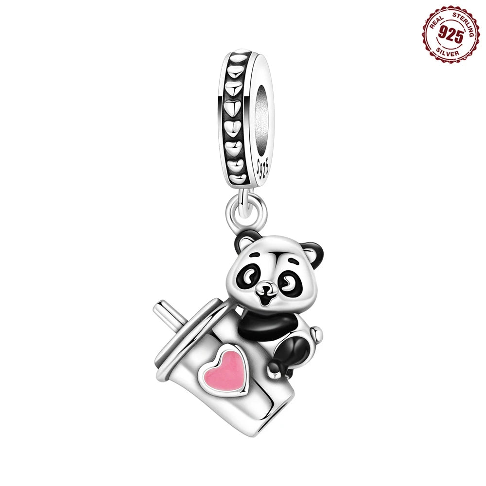 Exquisiter 925 Sterling Silber Panda Chamäleon Waschbär, Koi Welpen Tier-Anhänger Passend für DIY Armband Halskette Premium Party Geschenke