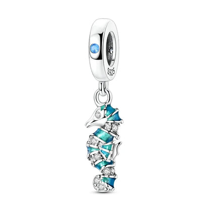 Beliebter Charm-Anhänger aus 925er-Sterlingsilber mit Delfin, sicherer Kette, Muschel und Qualle, passend für Armbänder, exquisites Strandparty-Geschenk