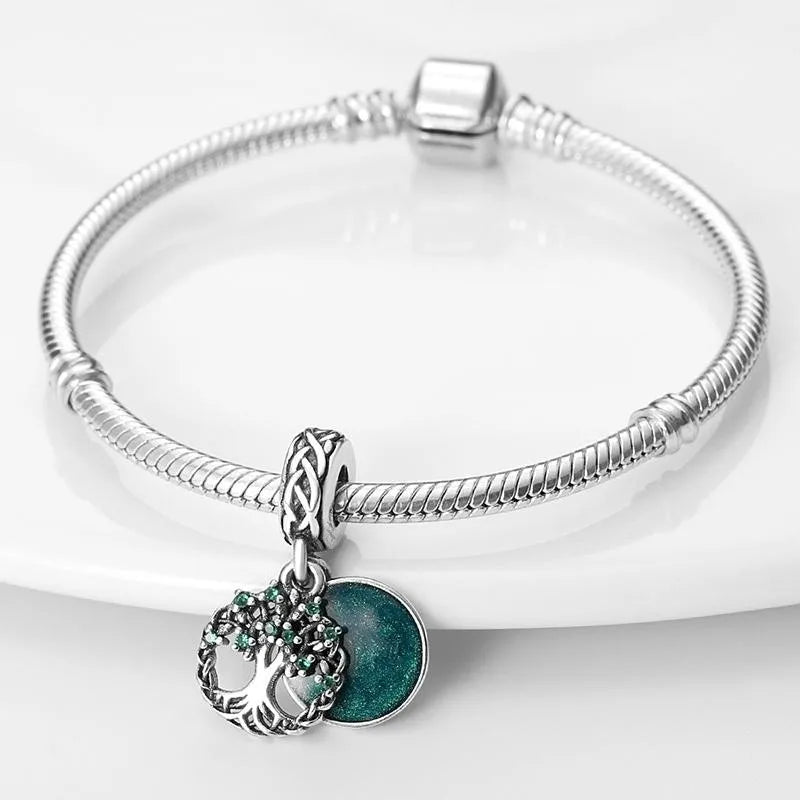 925er Sterlingsilber, original grüner Lebensbaum, modische Charm-Perlen, DIY-Armband, Halskette, Verlobung, Geburtstag, Schmuck, Geschenk