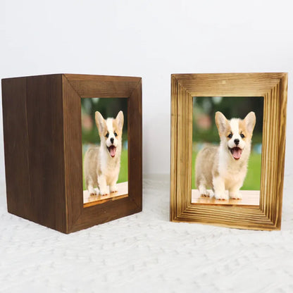 Hund Urnen Pet Memorial Holz Urnen für Hund Asche Sarg Katze Memorial Beerdigung Sarg Hunde Beerdigung Box mit Fotos Rahmen holz Box