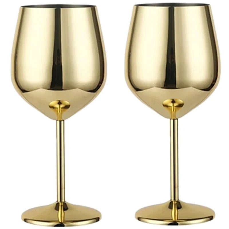 500 ml Weinglas-Becher aus Edelstahl, 304 Roségold, Silber, Goldfarbe, langlebiger Metallbecher für Rotwein, Champagner, Bar, Party