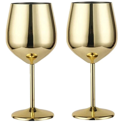 500 ml Weinglas-Becher aus Edelstahl, 304 Roségold, Silber, Goldfarbe, langlebiger Metallbecher für Rotwein, Champagner, Bar, Party