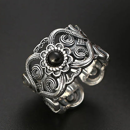 Retro Poseidon Kompass Ring versilbert Hexagramm Öffnung verstellbarer Ring Männer und Frauen Hip-Hop Trend Schmuck Geschenk