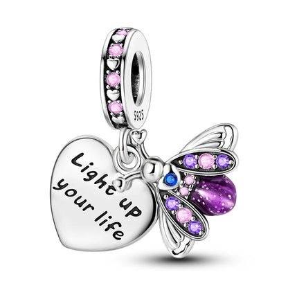 Sicherheitsketten aus 925er-Sterlingsilber, violette Serie, Schmetterling, Widder, Zwillinge, passend für Original-Armbänder, DIY-Schmuckherstellung, Geschenk für Frauen