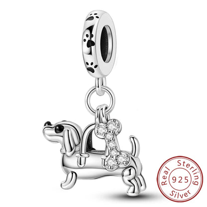 Neue Original Charms Perlen Anhänger 925 Sterling Silber Teddy Pudel Hund Katze Universal Schnalle Charms Fit Armband DIY Schmuck Geschenk