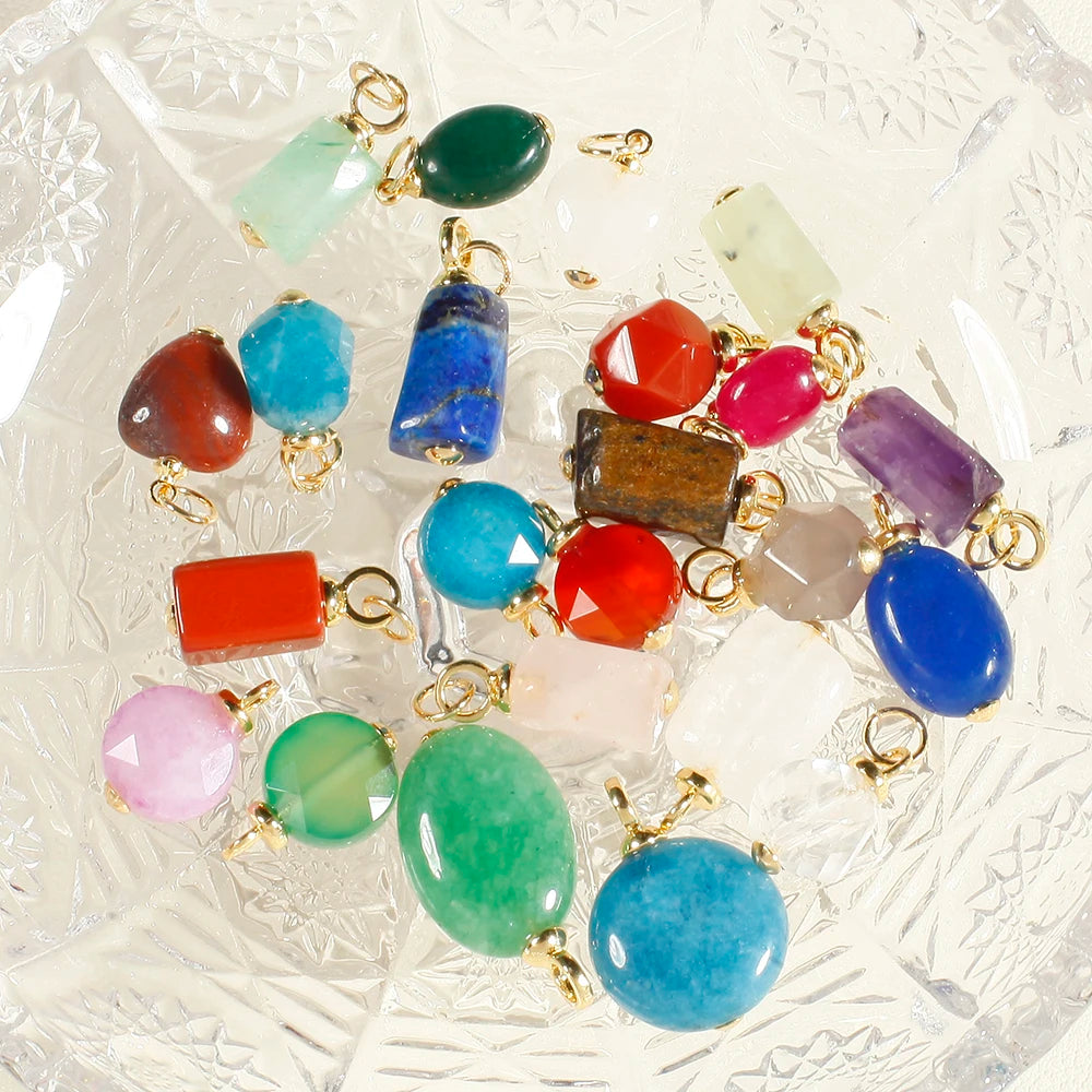 Bohemian Naturstein Perle Charms Für Schmuck Machen Liefert Blau Grün Stein Zirkon Dijes Diy Ohrringe Armband Halskette