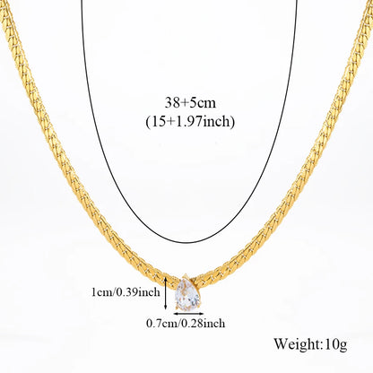 EILIECK 316L Edelstahl Metall Goldene Kette Teardrop Bling Zirkonia Halskette 18K PVD Überzogene Wasserdicht Mode Schmuck Frauen