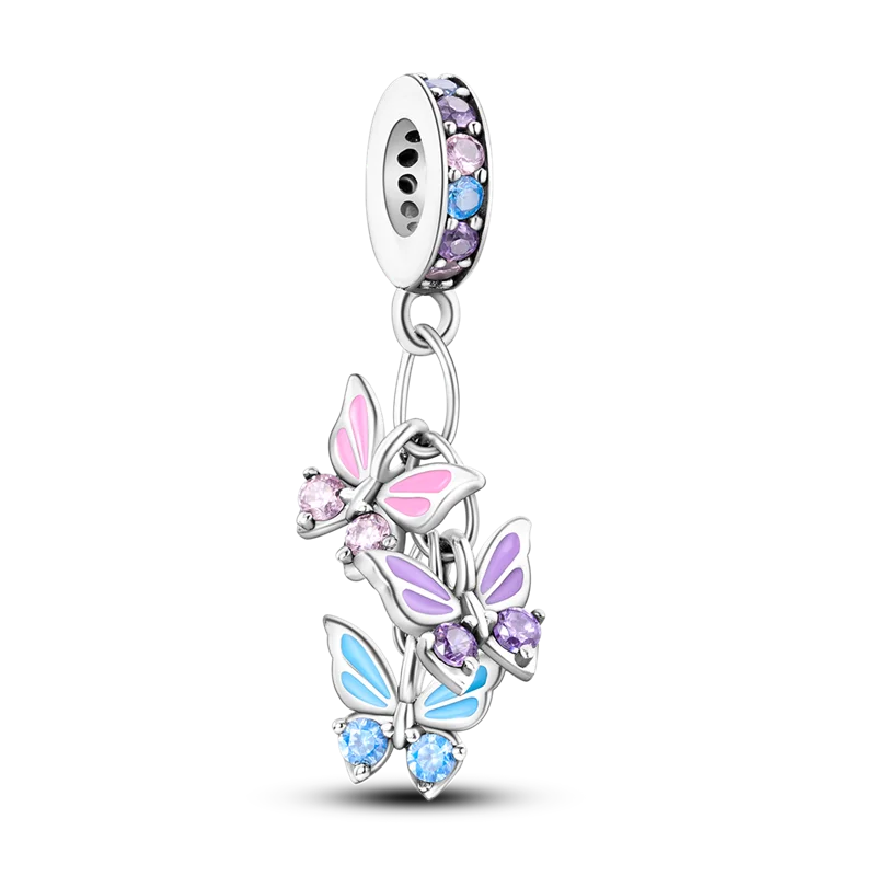 925 Sterling Silber Familie Schmetterling Flugzeug baumeln Perlen passen original Pandora Charms Armbänder DIY Perle Frauen Schmuck herstellung