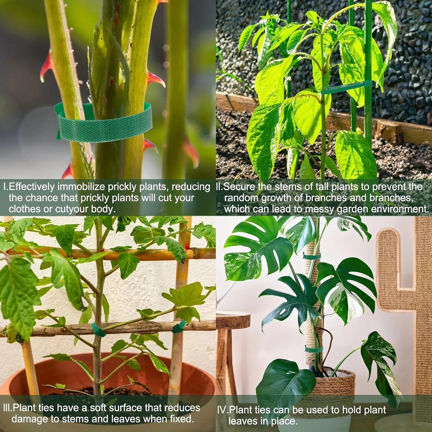 50/100 Stück wiederverwendbare, verstellbare, rutschfeste Pflanzenbinder aus Nylon mit Klettverschluss, ideal für Gartenanwendungen