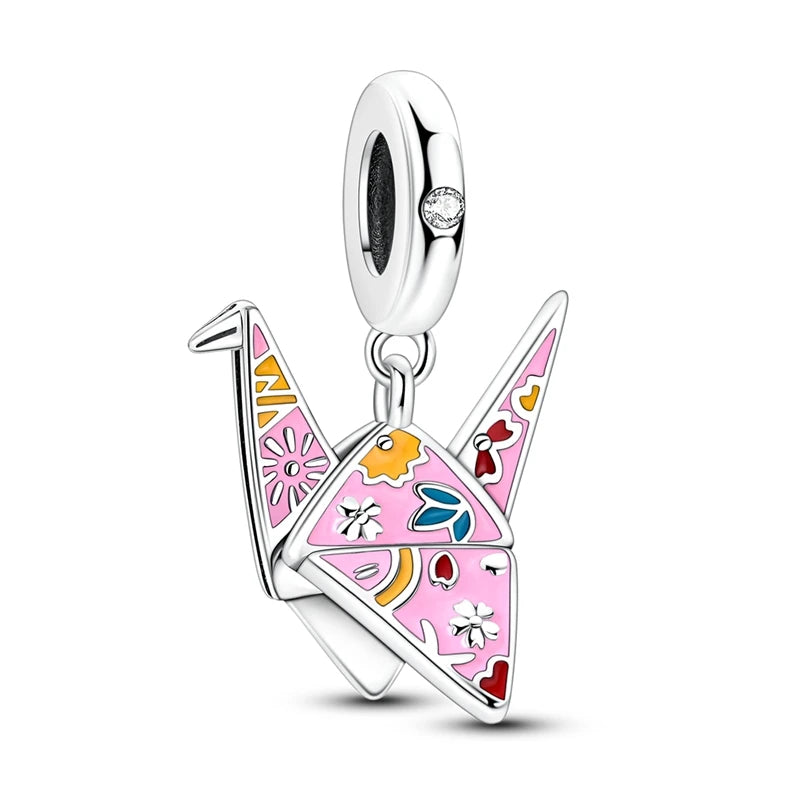 Heißer Verkauf, 925er-Sterlingsilber, Sterne und Mond, Perlen, Schmetterling und Engel, baumelnder Charm, passend für Armbänder, niedliche bunte Anhänger-Geschenke